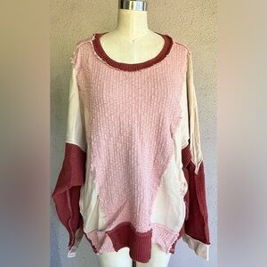 Oli & Hali Pink and Red Textured Sweater